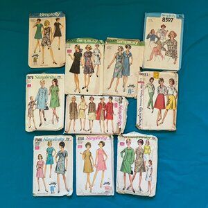 Lot of 10 Vintage 60s 70s Sewing Patterns Half-Size Bust 39